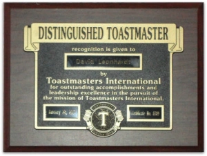 Distinguished Toastmaster award