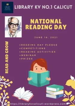 National Reading Day poster at Kendriya Vidyalaya Calicut No.1.A Library in India