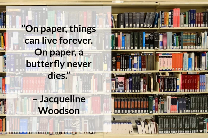Jacqueline Woodson quote on paper